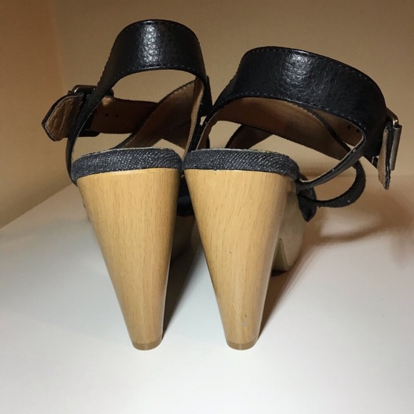 Lucky 🍀 Brand open toed faux-wooden heeled platforms - Picture 6 of 15